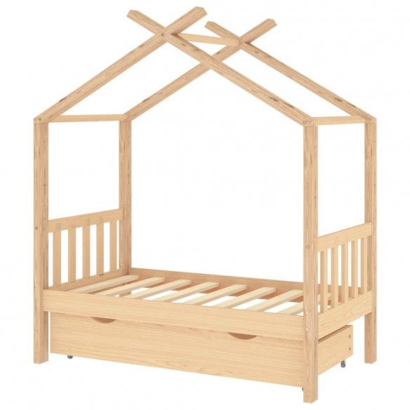 Lit d'enfant avec tiroir Bois de pin massif 70x140 cm