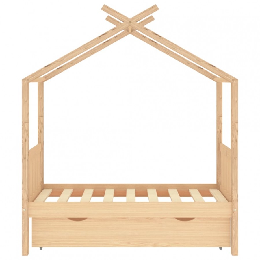 Lit d'enfant avec tiroir Bois de pin massif 70x140 cm