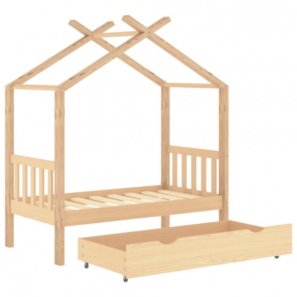 Lit d'enfant avec tiroir Bois de pin massif 70x140 cm