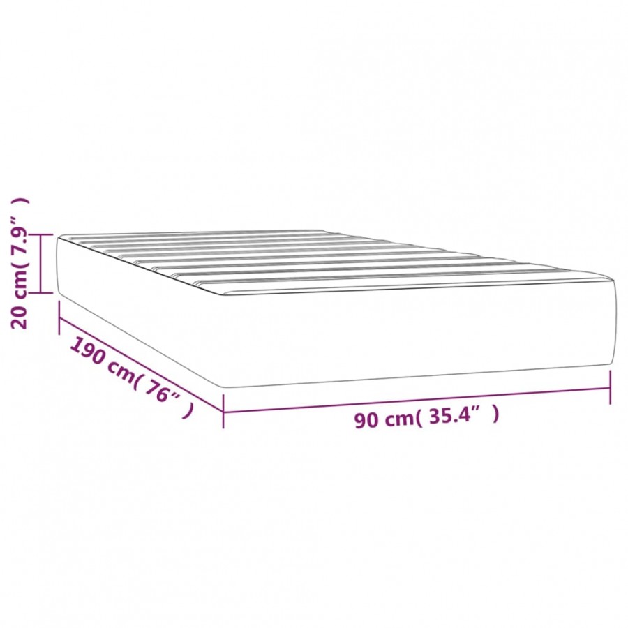 Matelas de lit à ressorts ensachés Gris clair 90x190x20cm Tissu
