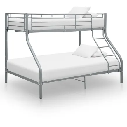 Lit Superposé Enfant en Métal Gris – 90x200 / 140x200 cm 2