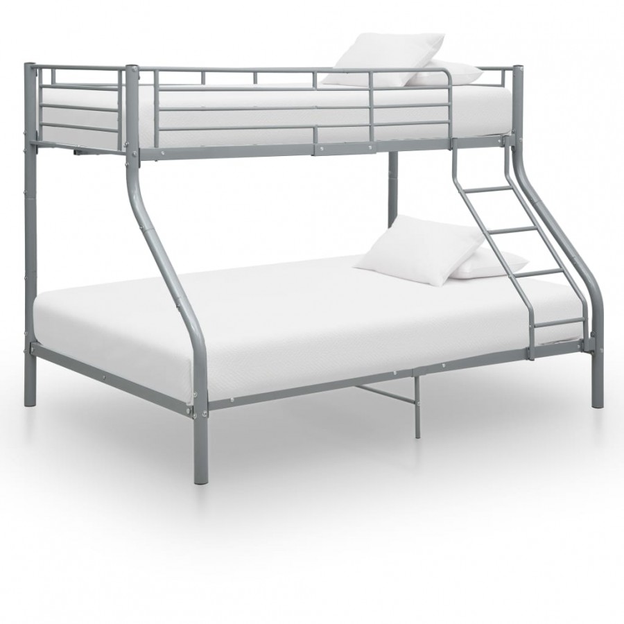 Lit Superposé Enfant en Métal Gris – 90x200 / 140x200 cm