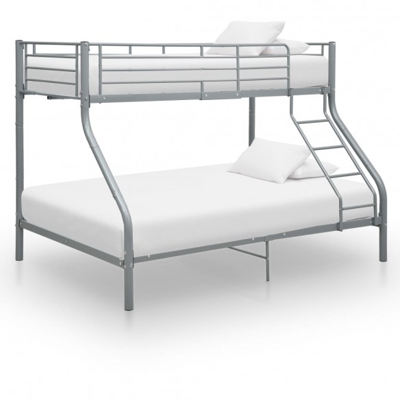 Lit Superposé Enfant en Métal Gris – 90x200 / 140x200 cm