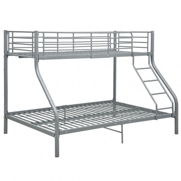 Lit Superposé Enfant en Métal Gris – 90x200 / 140x200 cm