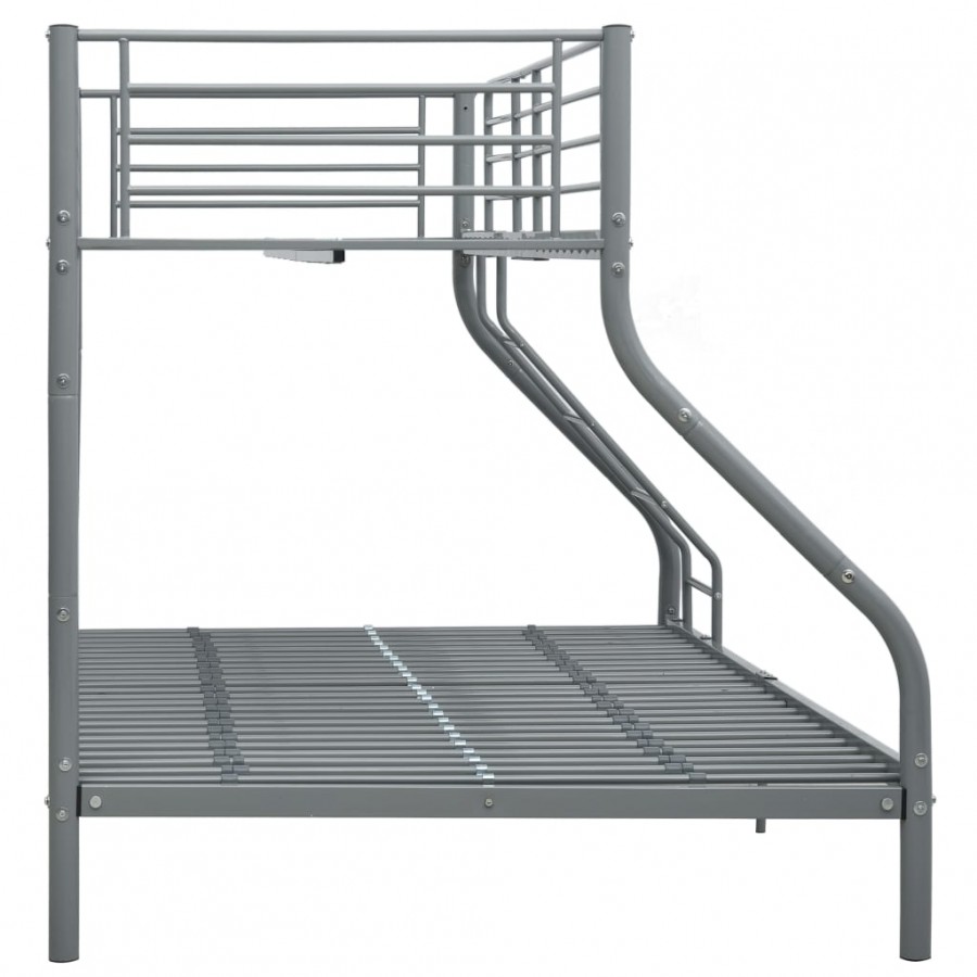 Lit Superposé Enfant en Métal Gris – 90x200 / 140x200 cm