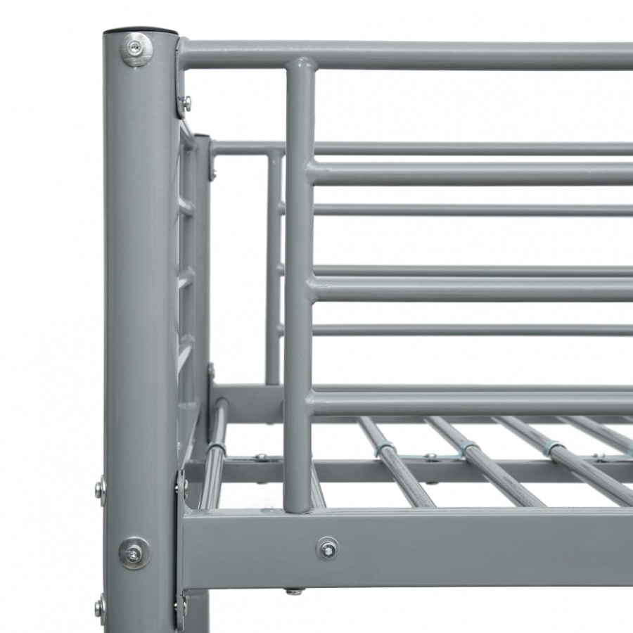 Lit Superposé Enfant en Métal Gris – 90x200 / 140x200 cm