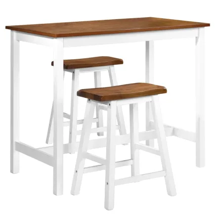Table de bar et tabouret 3 pcs Bois massif 2
