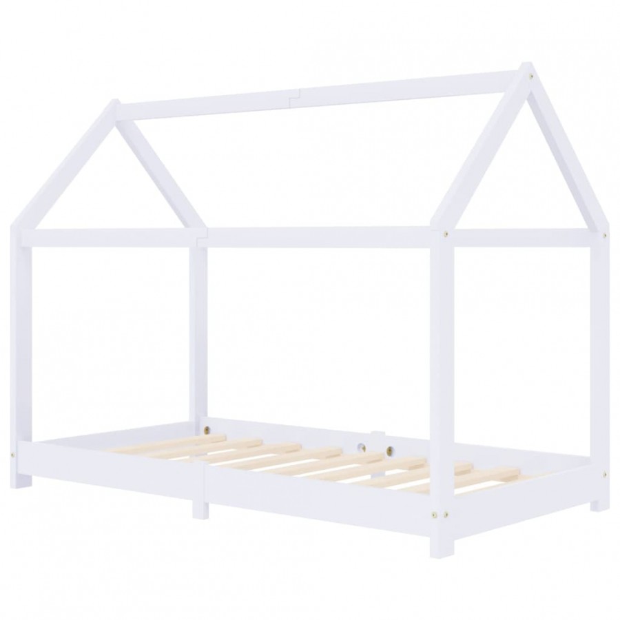 Lit d'enfant Blanc Bois de pin massif 70x140 cm