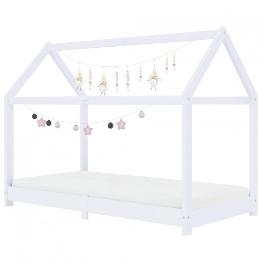 Lit d'enfant Blanc Bois de pin massif 70x140 cm