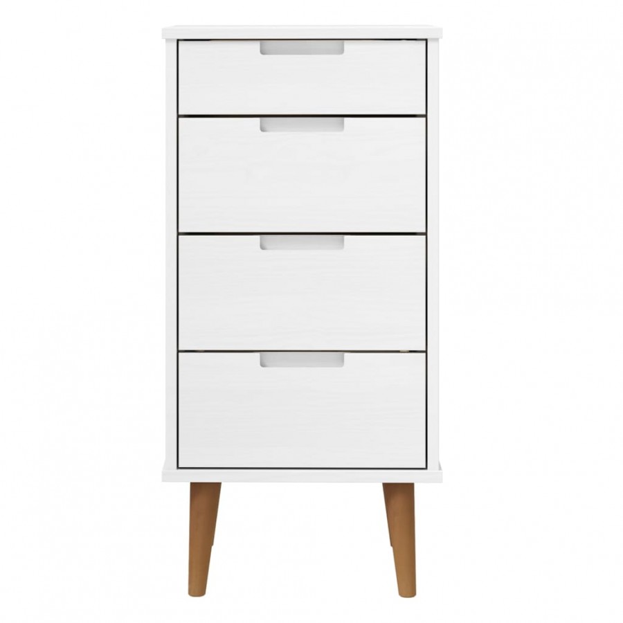 Commode MOLDE Blanc 40x35x82 cm Bois de pin massif