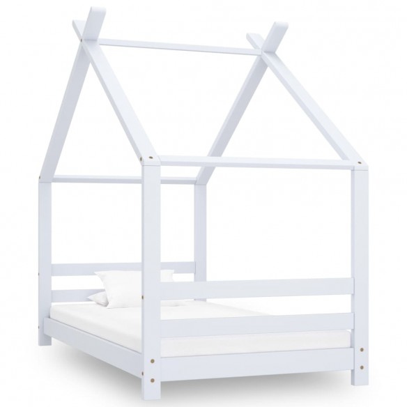 Lit d'enfant Blanc Bois de pin massif 80x160 cm
