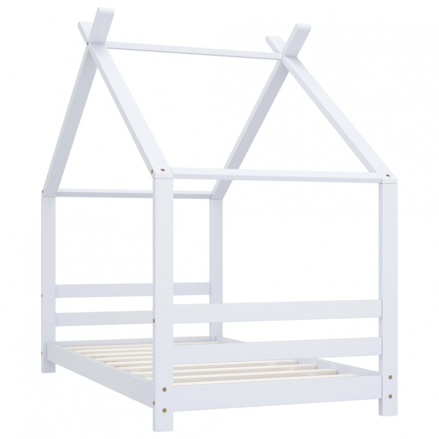 Lit d'enfant Blanc Bois de pin massif 80x160 cm