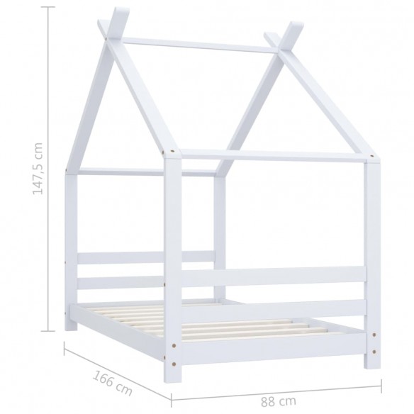 Lit d'enfant Blanc Bois de pin massif 80x160 cm