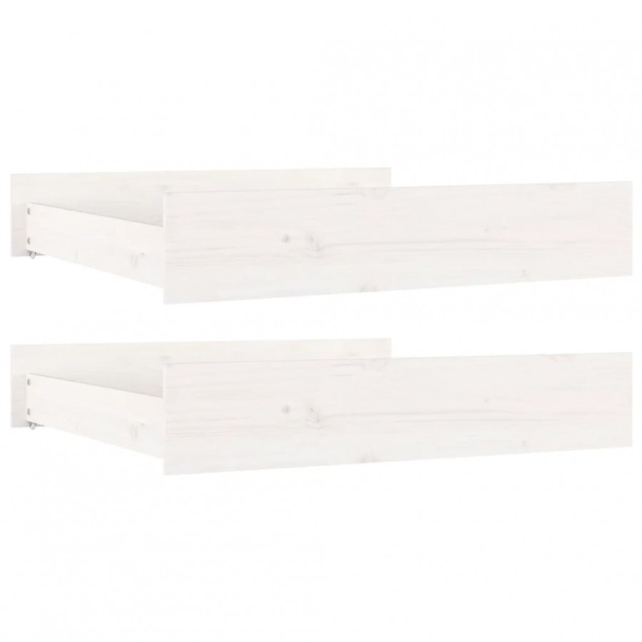 Tiroirs de lit 2 pcs blanc Bois de pin massif