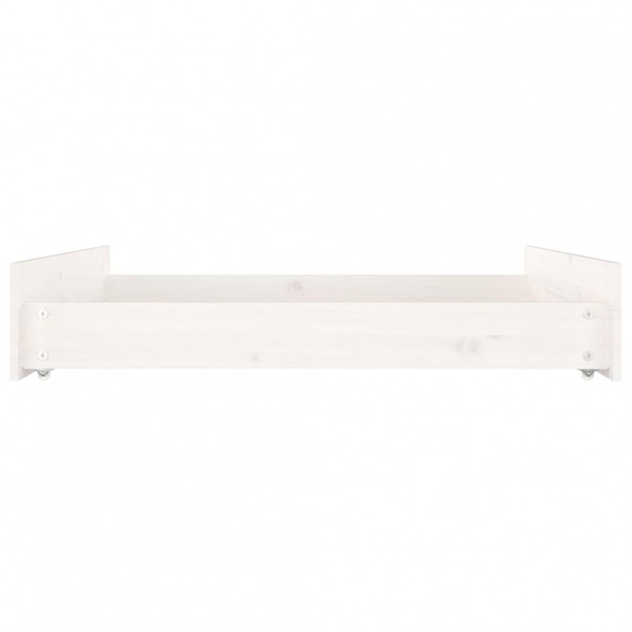 Tiroirs de lit 2 pcs blanc Bois de pin massif
