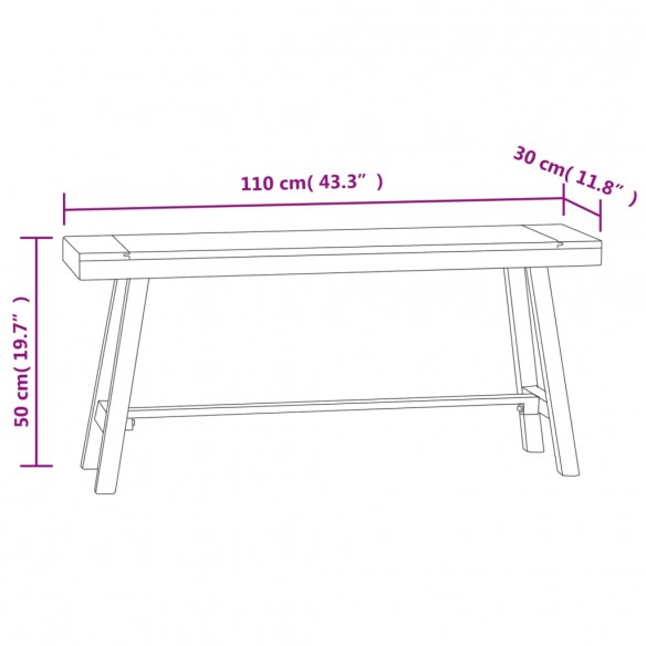 Banc 110 cm Bois massif de teck