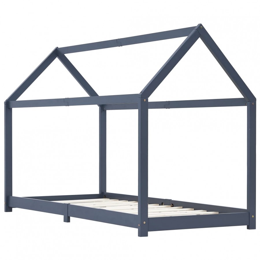 Lit d'enfant Gris  Bois de pin massif 90 x 200 cm