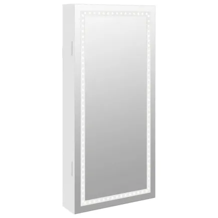 Armoire à bijoux avec miroir et éclairage LED mural blanc 2