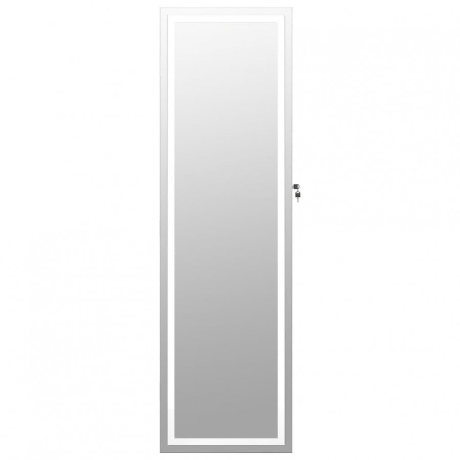 Armoire à bijoux avec miroir et éclairage LED mural blanc