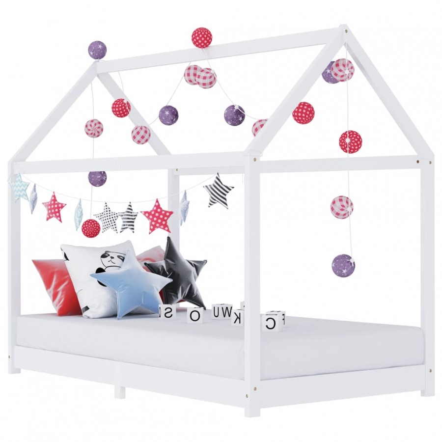 Lit d'enfant Blanc Bois de pin massif 90 x 200 cm