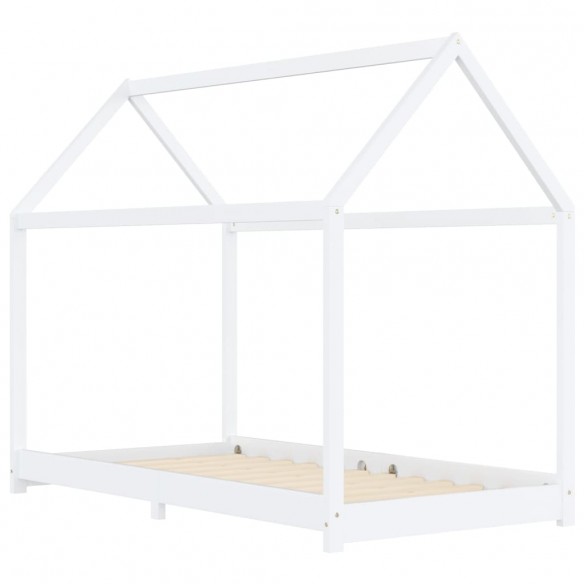 Lit d'enfant Blanc Bois de pin massif 90 x 200 cm