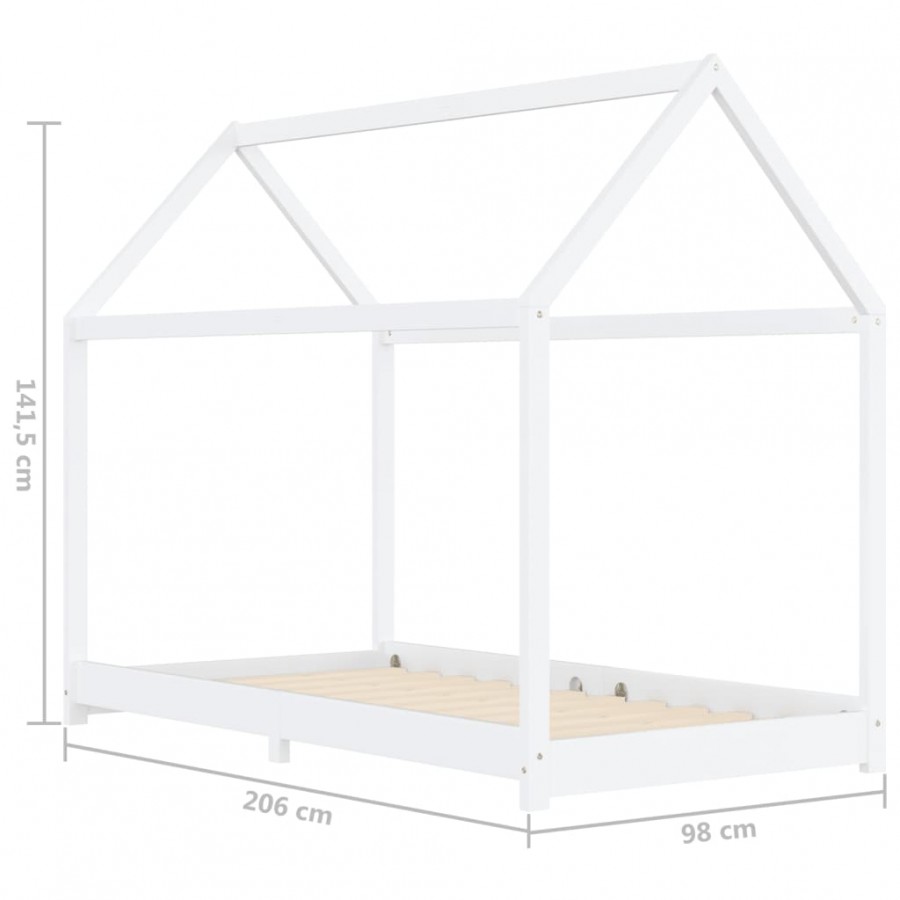 Lit d'enfant Blanc Bois de pin massif 90 x 200 cm