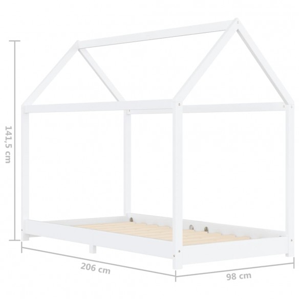 Lit d'enfant Blanc Bois de pin massif 90 x 200 cm