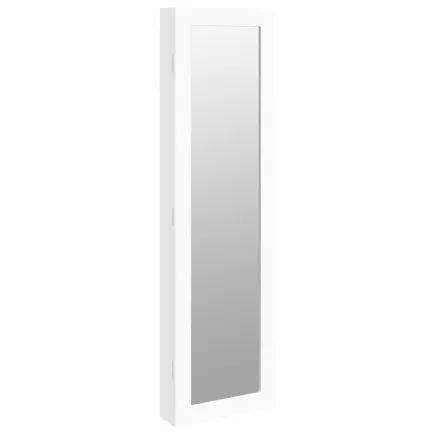 Armoire à bijoux avec miroir murale blanc 30x8,5x106 cm 2
