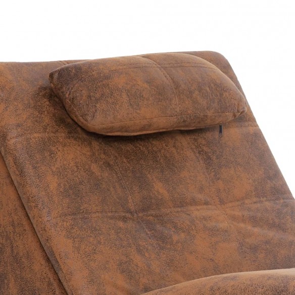 Chaise longue de massage avec oreiller Marron Similicuir daim