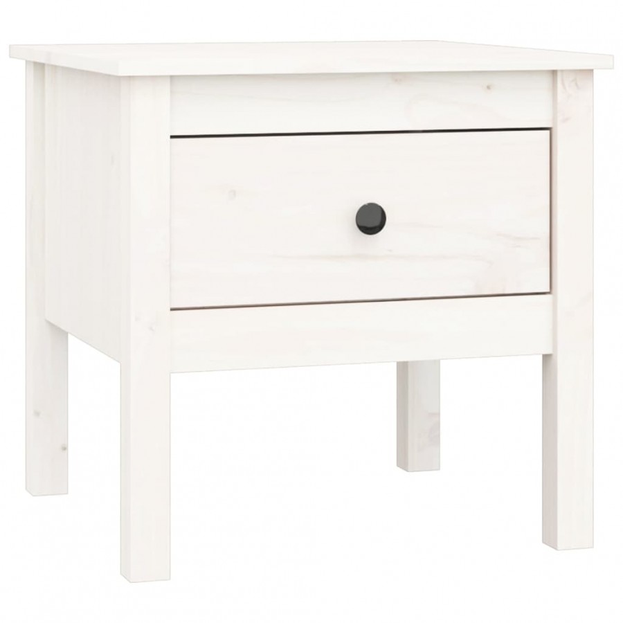 Table d'appoint Blanc 50x50x49 cm Bois massif de pin