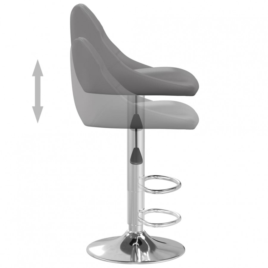 Tabourets de bar lot de 2 gris similicuir