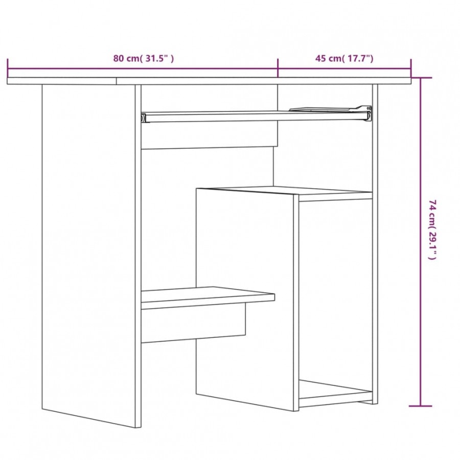 Bureau Sonoma gris 80x45x74 cm 