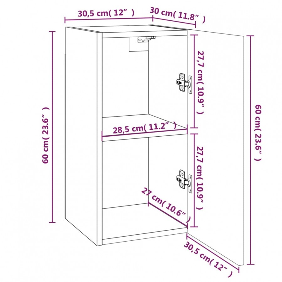 Meubles TV 4 pcs Chêne marron 30,5x30x60 cm 