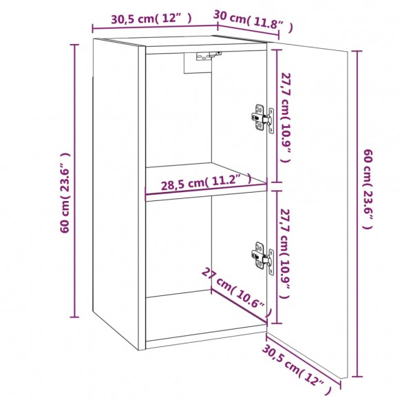 Meubles TV 4 pcs Chêne marron 30,5x30x60 cm 