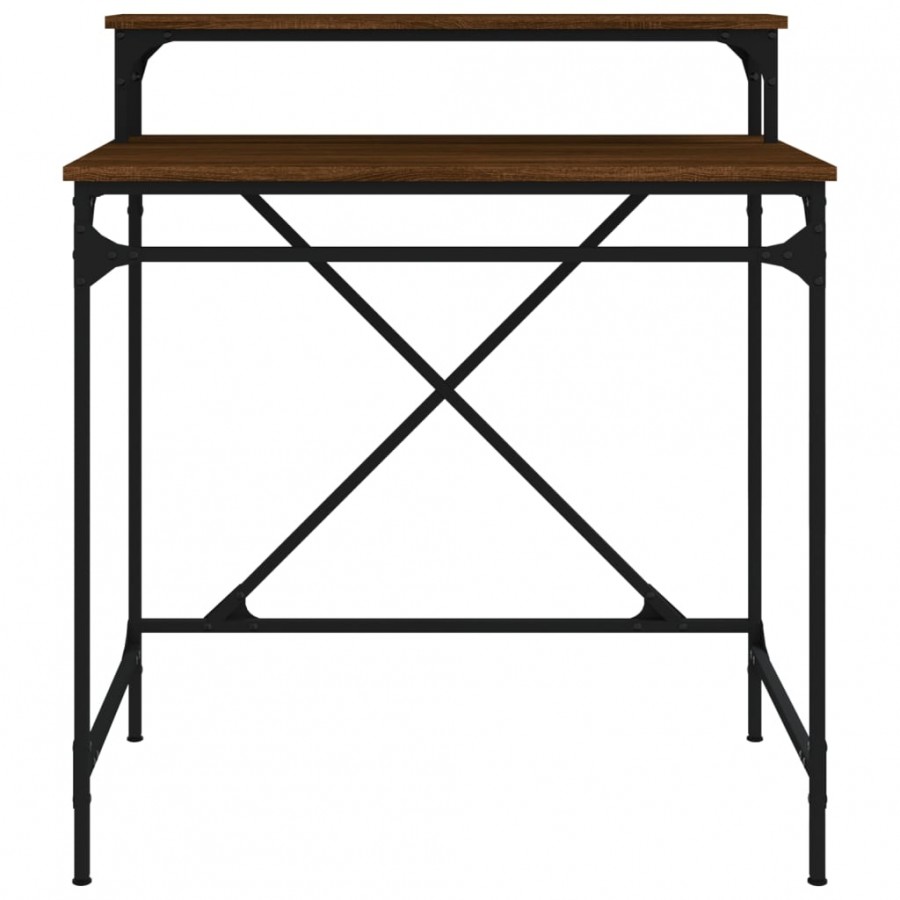 Bureau chêne marron 80x50x90 cm bois d'ingénierie et fer