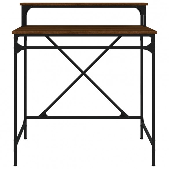 Bureau chêne marron 80x50x90 cm bois d'ingénierie et fer