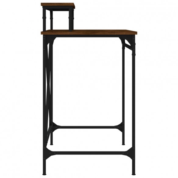 Bureau chêne marron 80x50x90 cm bois d'ingénierie et fer
