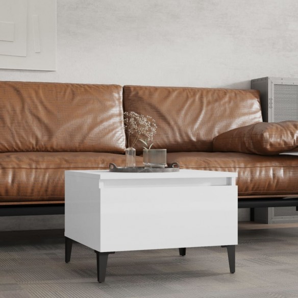 Table d'appoint Blanc brillant 50x46x35 cm 