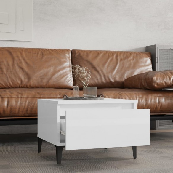 Table d'appoint Blanc brillant 50x46x35 cm 