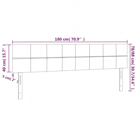 Têtes de lit 2 pcs Gris clair 90x5x78/88 cm Velours