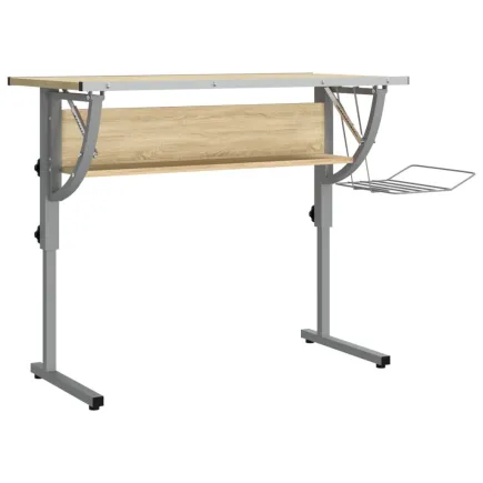 Bureau d'artisanat chêne sonoma et gris 110x53x(58-87) cm 2