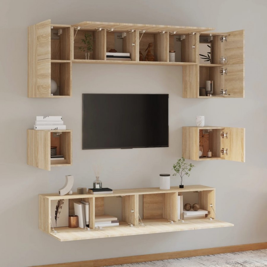 Ensemble de meubles TV 8 pcs Chêne sonoma 
