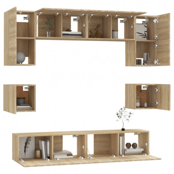 Ensemble de meubles TV 8 pcs Chêne sonoma 