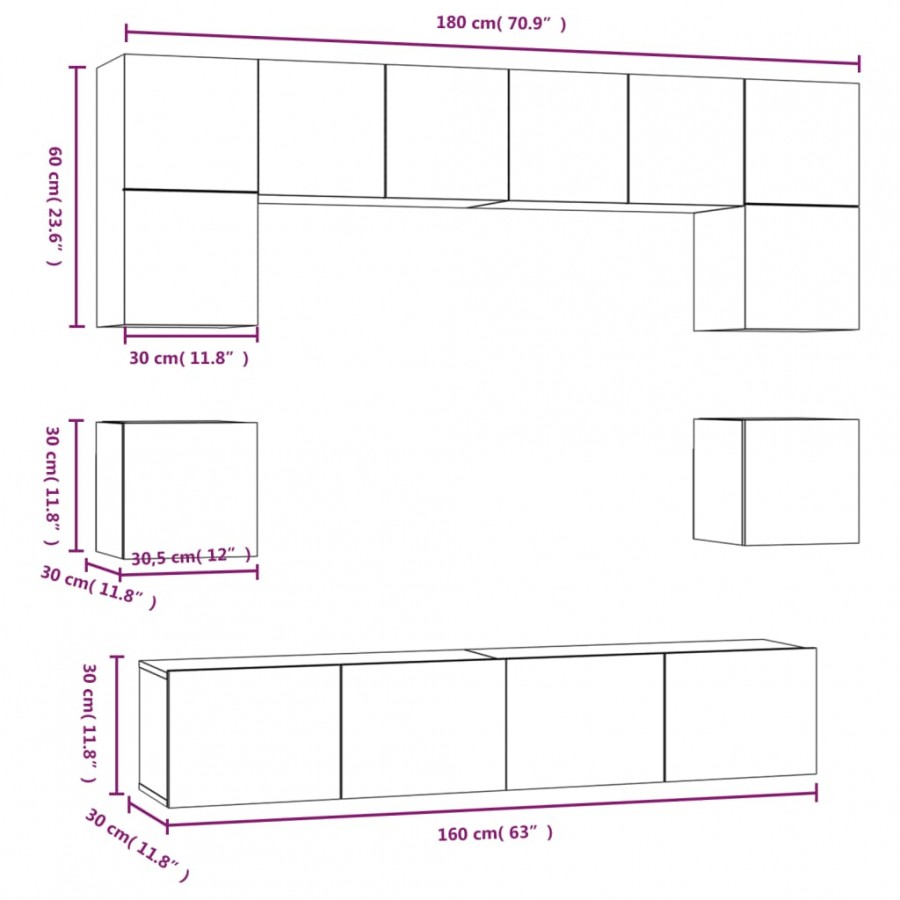 Ensemble de meubles TV 8 pcs Chêne sonoma 