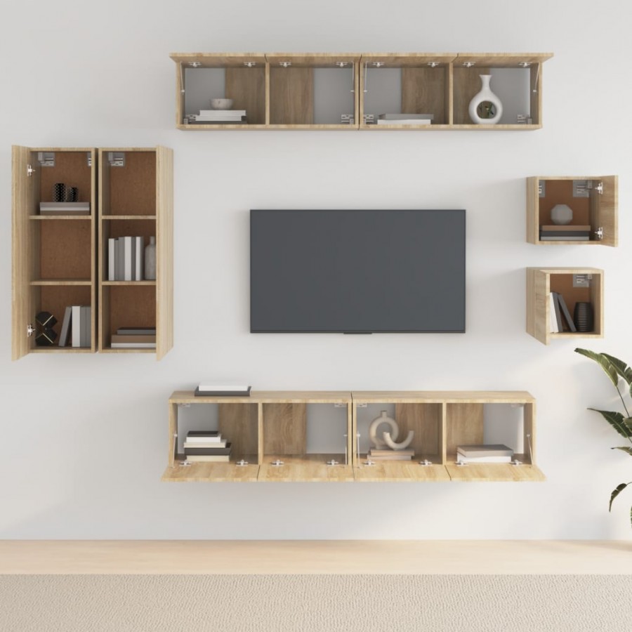 Ensemble de meubles TV 8 pcs Chêne sonoma 