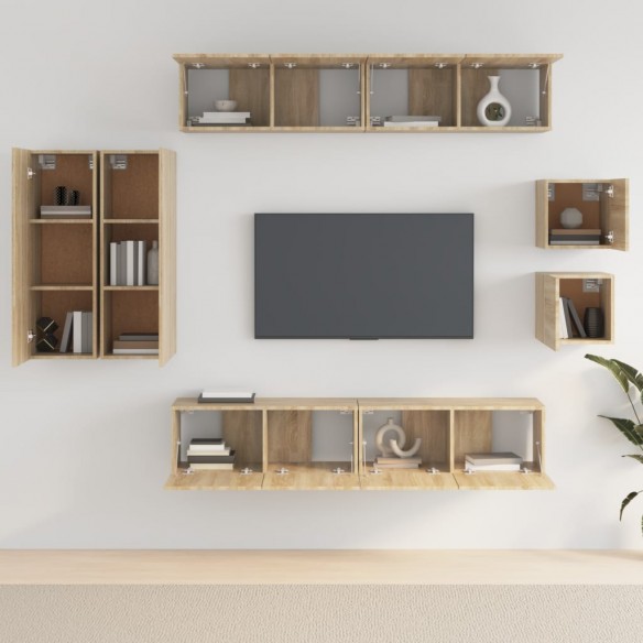 Ensemble de meubles TV 8 pcs Chêne sonoma 