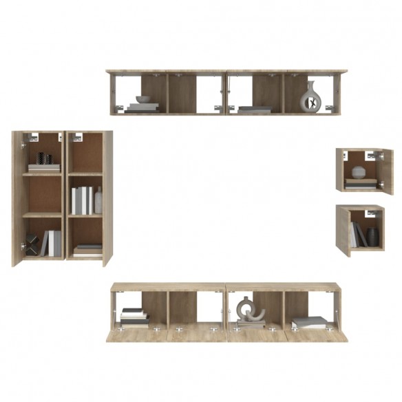 Ensemble de meubles TV 8 pcs Chêne sonoma 
