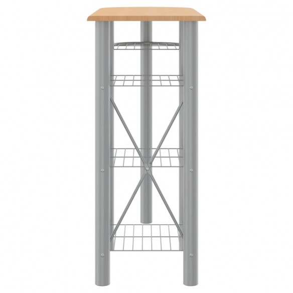 Ensemble de bar 3 pcs gris et marron bois d'ingénierie et fer