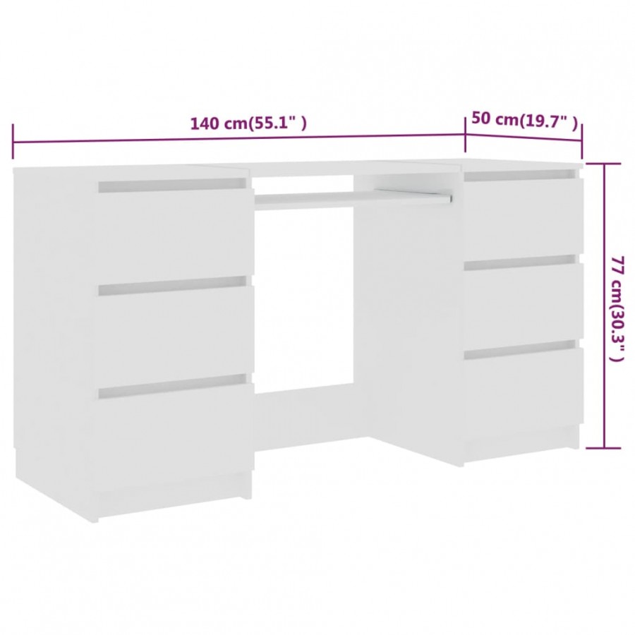 Bureau Blanc 140x50x77 cm 