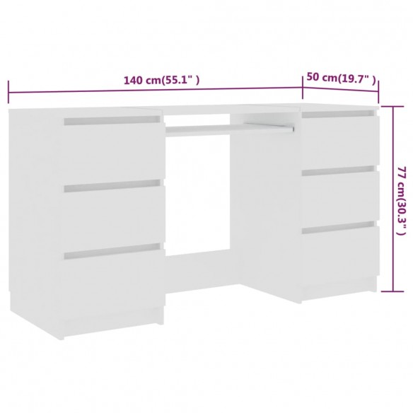 Bureau Blanc 140x50x77 cm 